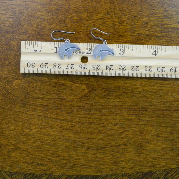 Spirit Bear Dangle Earrings w/ heart line - Picture 3 of 3